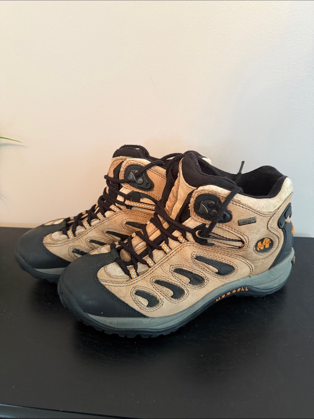 Merrell Tan and Black Waterproof Hiking Boots